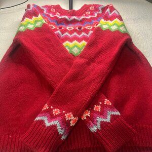 Boden Red Relaxed Fair Isle sweater size 6 womens